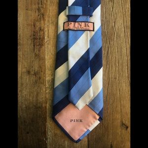 Thomas Pink Striped Tie! Blue And White! France!